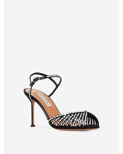 Aquazzura Black Hold Me Crystal Sandals 85
