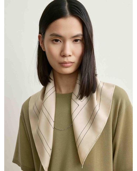 Totême Natural Silk Scarf Monogram