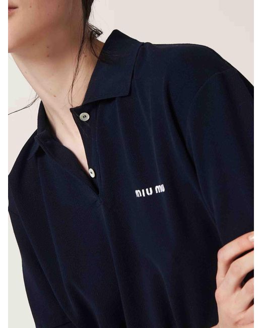 Miu Miu Blue Polo Logo