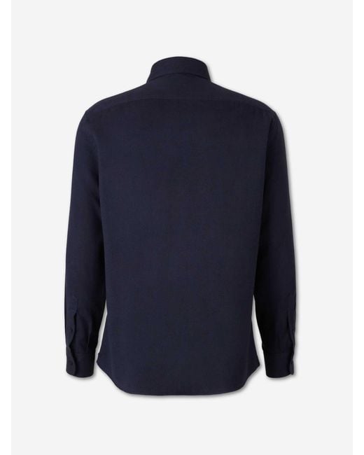 Brunello Cucinelli Blue Plain Cotton Shirt for men