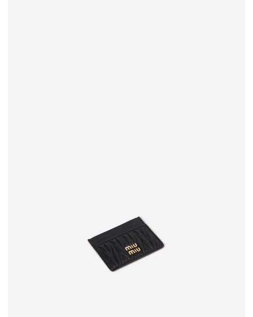Miu Miu White Quilted Matelassé Card Holder