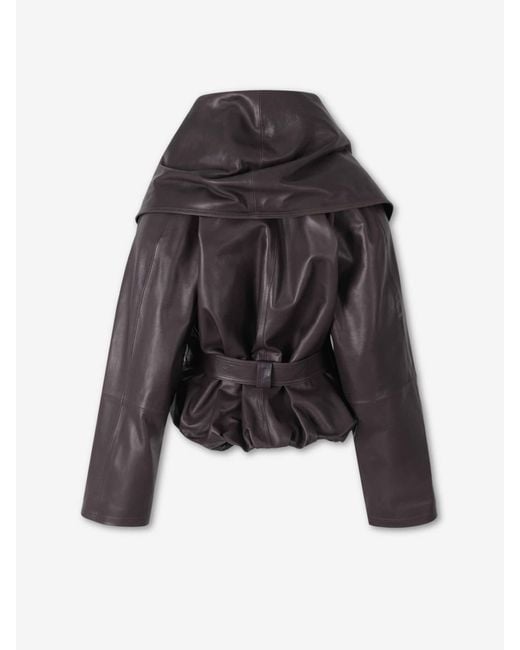 Magda Butrym Black Leather Jacket With Belt