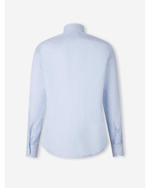 Camisa Lisa Algodón Canali de hombre de color Blue