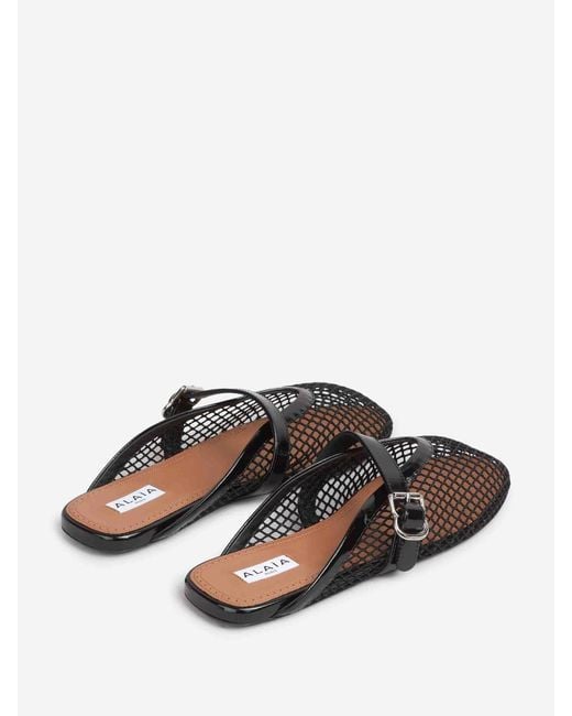 Alaïa Black Flat Openwork Mules