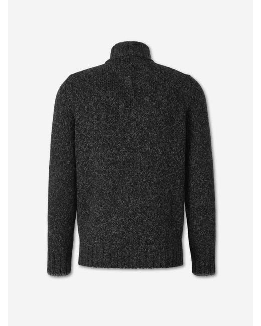 Santa Eulalia Black Wool Zip Cardigan for men