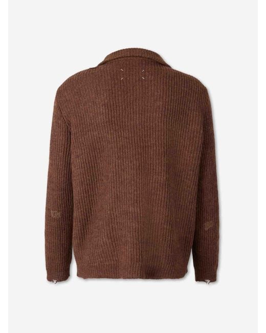 Maison Margiela Brown Zip Neck Sweater for men
