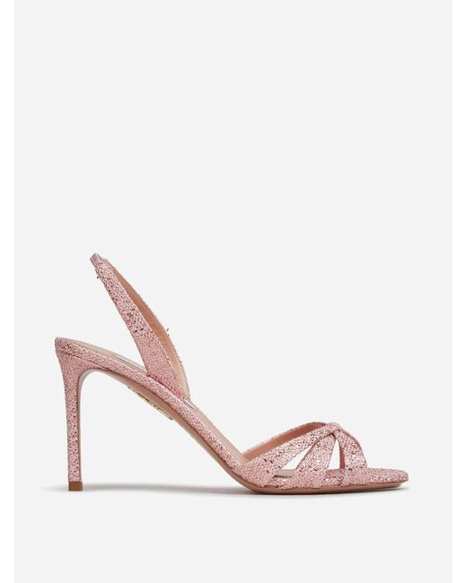Aquazzura Pink Tati Metallic Sandals