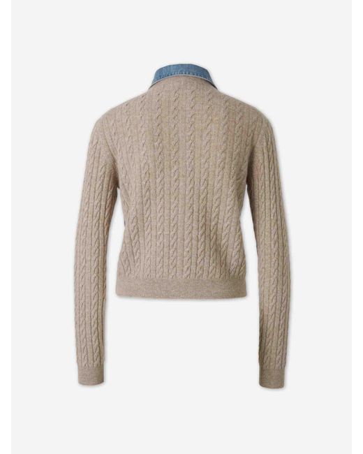Miu Miu White Denim Collar Cardigan