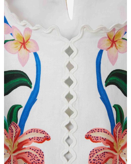 Farm Rio White Short Sleeve Blouse