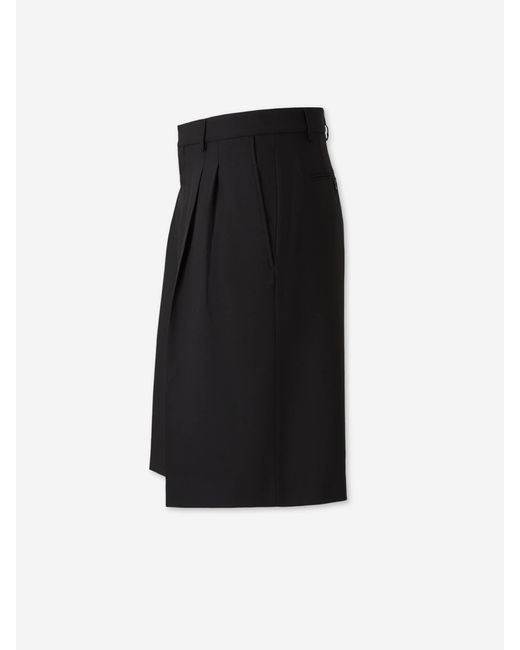AMI Black Bermuda Shorts, Wool Clips for men