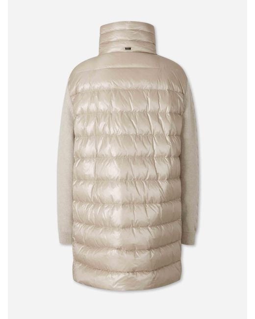 Herno Natural Down Jacket With Knit Sleeves