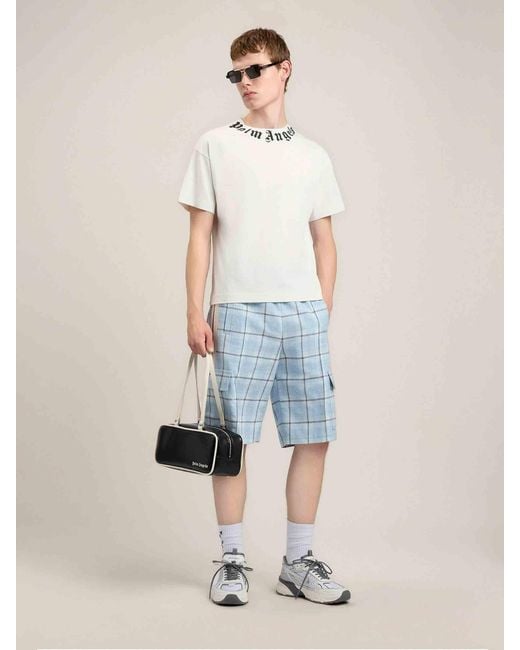 Palm Angels White Printed Collar T-Shirt for men