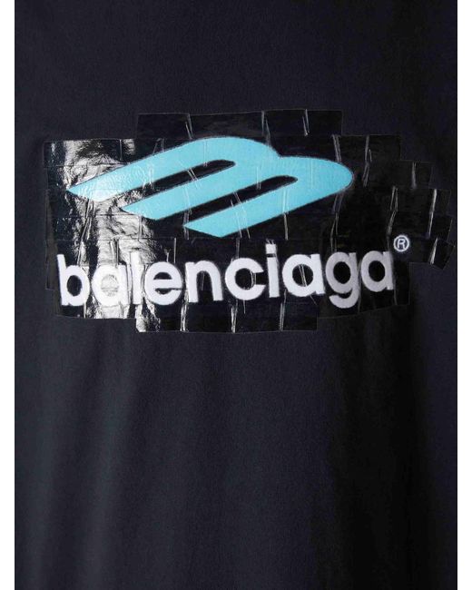Balenciaga Black Round Neck T-Shirt for men