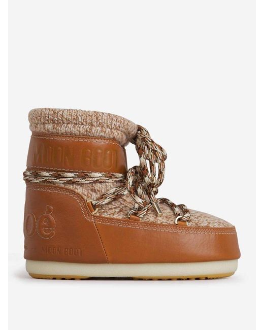 Chloé Leather Original Moon Boots in Camel (Brown) - Lyst