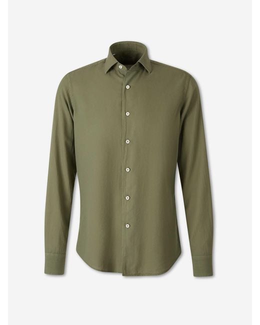 Santa Eulalia Green Plain Cotton Shirt for men
