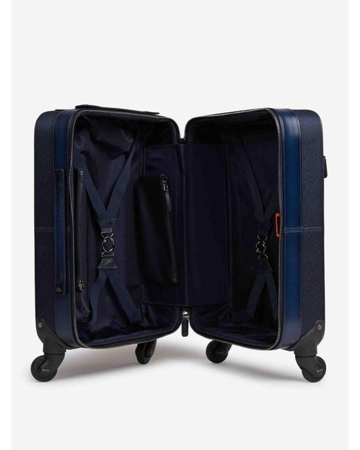 Santoni Blue Leather Suitcase for men