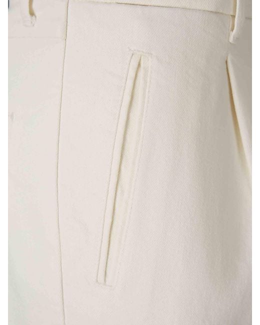 Incotex White Straight Twill Trousers for men