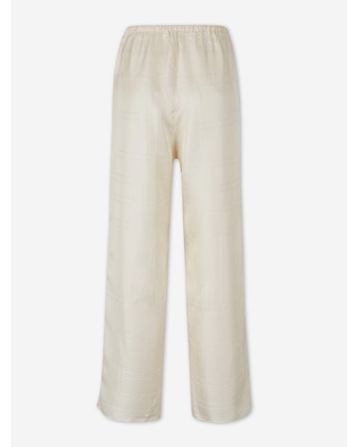 Totême White Monogram Wide Leg Trousers