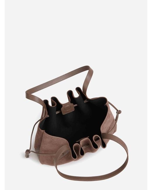 Yuzefi Brown Scallop Shoulder Bag