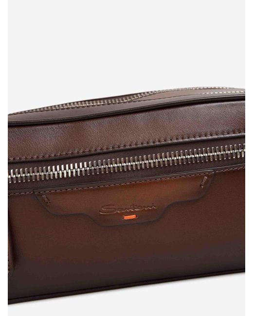 Neceser Cremallera Piel Santoni de hombre de color Brown