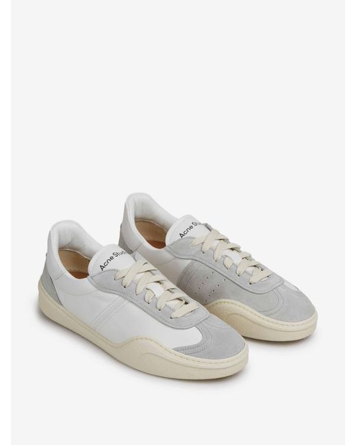 Acne White Leather Sneakers for men
