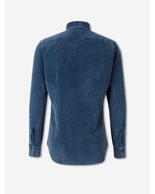 Santa Eulalia Blue Cotton Corduroy Shirt for men