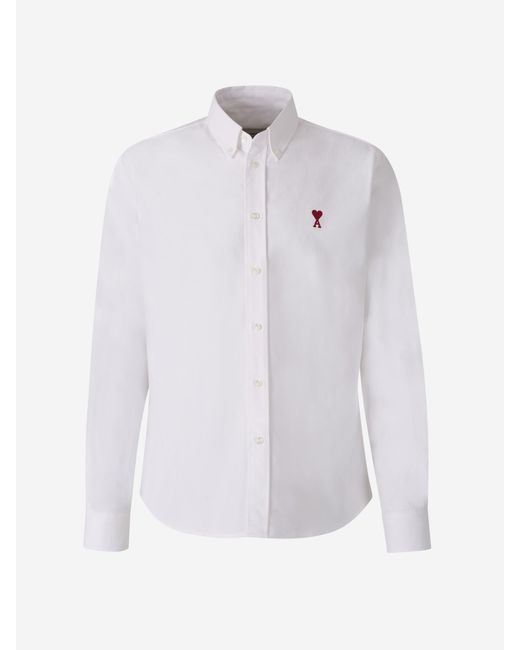 AMI Button-Down-Logo-Hemd in White für Herren