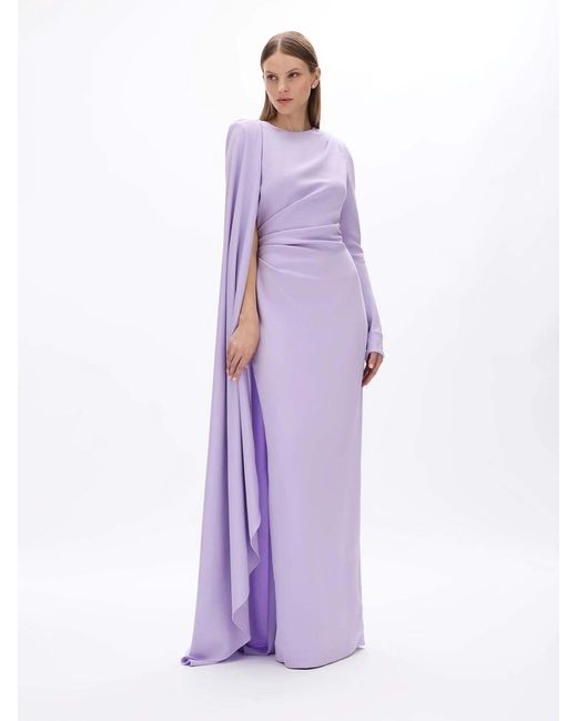Rachel Gilbert Purple Orion Cape Dress