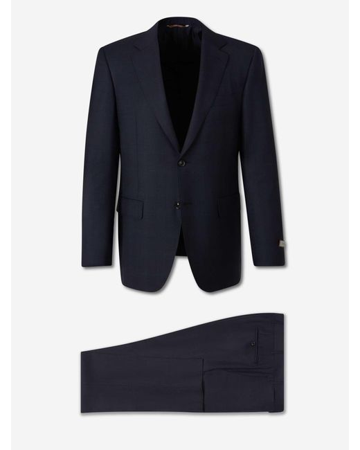 Canali Blue Straight Wool Suit for men