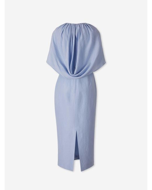 Roland Mouret Blue Midi Cape Dress