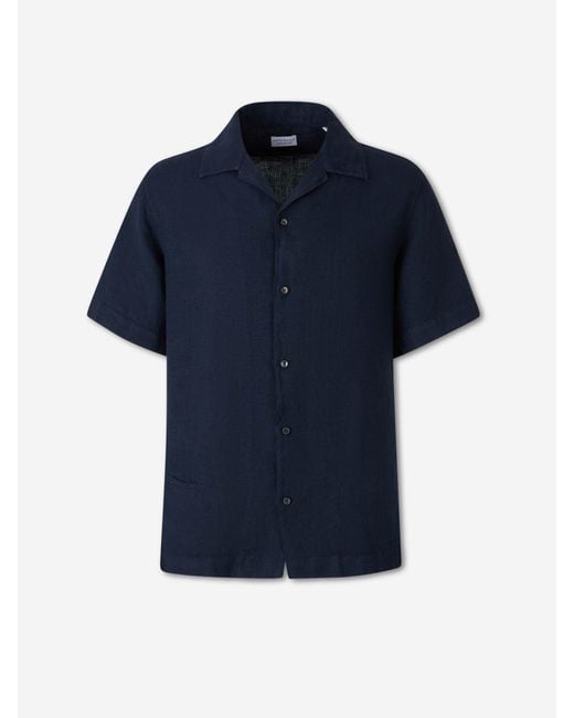 Santa Eulalia Blue Short Sleeve Linen Shirt for men