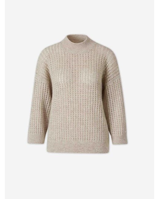 Peserico Natural Openwork Sequin Sweater