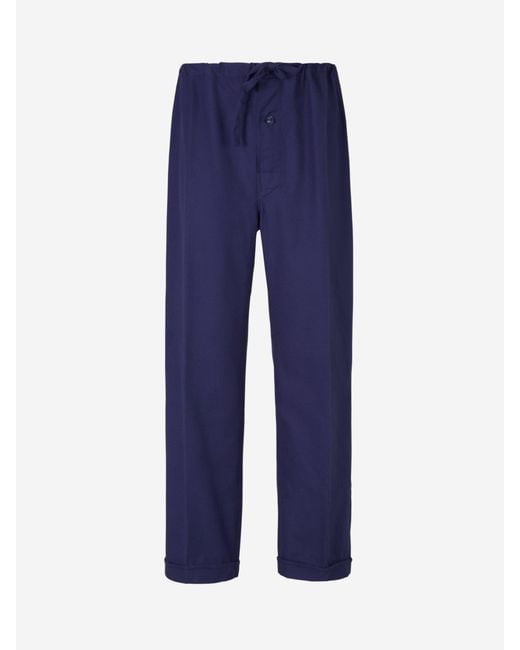 Santa Eulalia Blue Plain Cotton Pajama Set for men