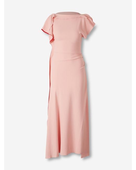 Robe Volants Midi Victoria Beckham en coloris Pink