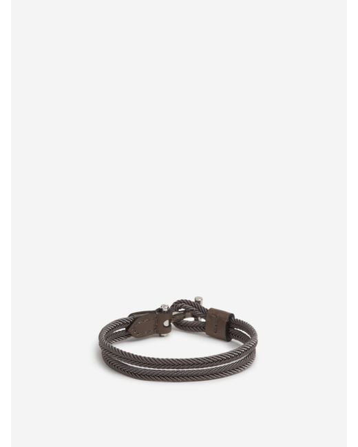 Tom Ford White Braided Logo Bracelet for men