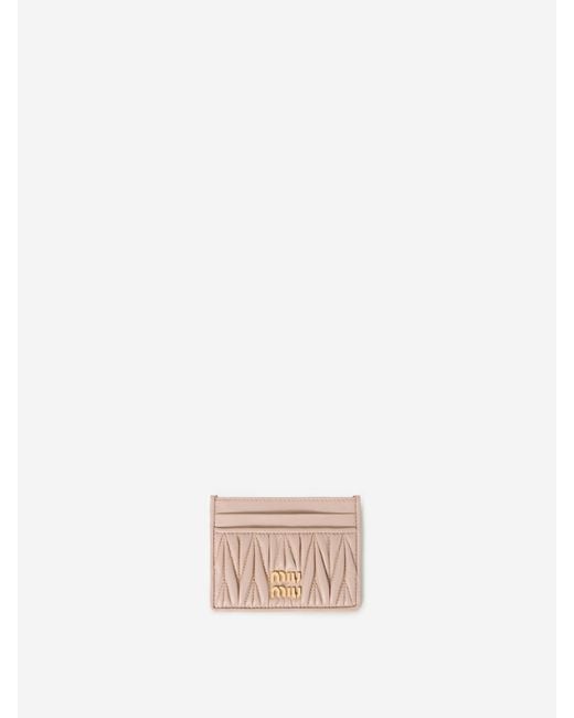 Miu Miu White Quilted Matelassé Card Holder