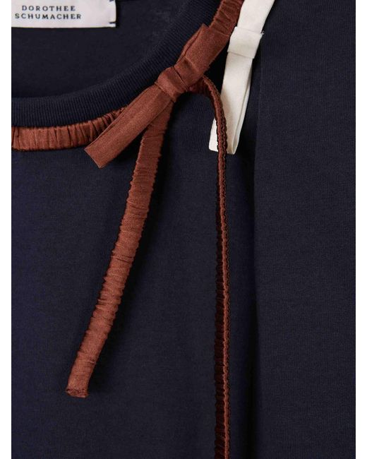 Dorothee Schumacher Blue Plain T-Shirt With Bow