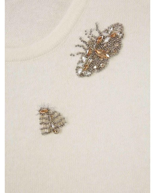 Erdem White Embroidered Knit Top