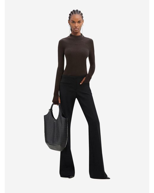 Courreges Black Ribbed Knit Body Top Dark