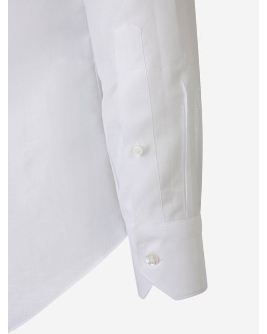 Camisa Fil A Fil Lino Fray de hombre de color White