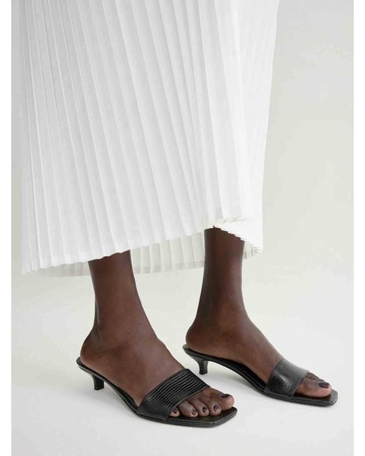 Totême  White Lizard Effect Leather Mules