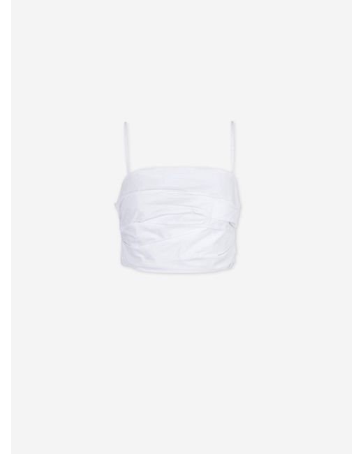 Staud White Pleated Tank Top