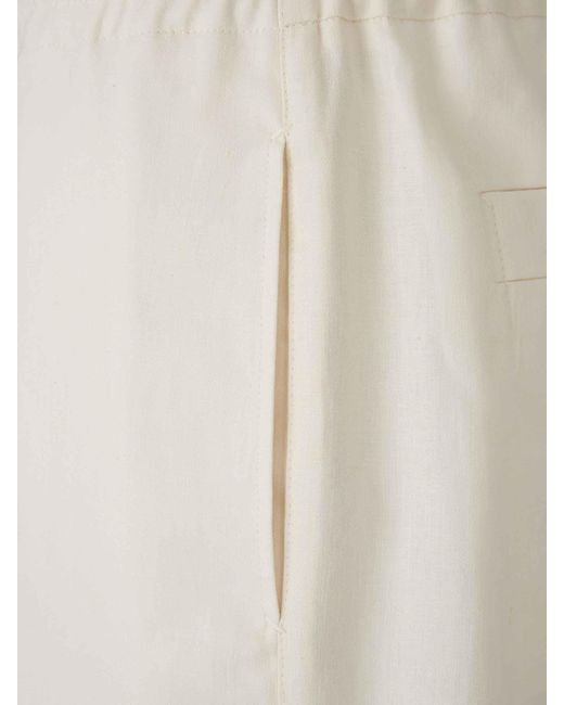 Zegna White Plain Linen Bermuda Shorts for men