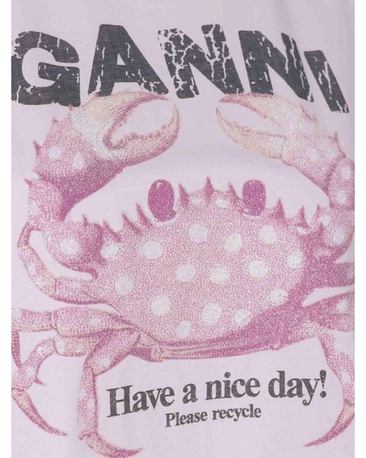 Ganni Pink Short Sleeve Crab T-Shirt