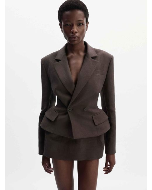 Magda Butrym Brown Fitted Linen Blazer