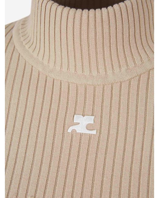 Courreges White Ribbed Jersey Logo