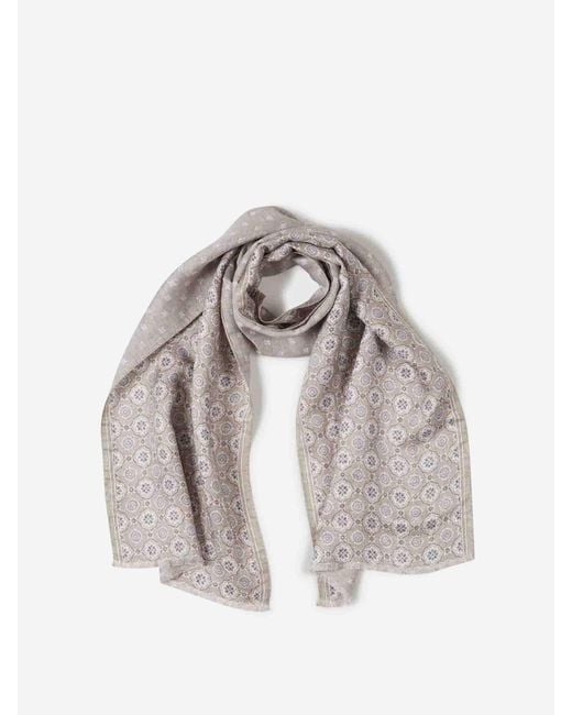 Santa Eulalia White Printed Linen Scarf for men