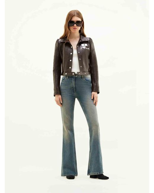 Courreges Black Vinyl Biker Jacket