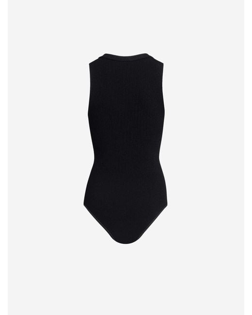 Alaïa Black Sleeveless Ribbed Bodysuit