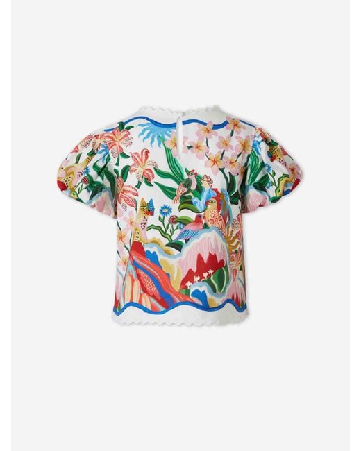 Farm Rio White Short Sleeve Blouse